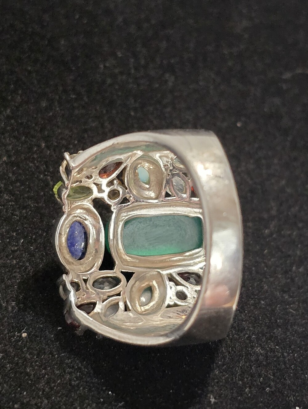 Ross-Simons Sterling Silver Natural multi-gemstone Confetti Ring Size 10 - Picture 11 of 12